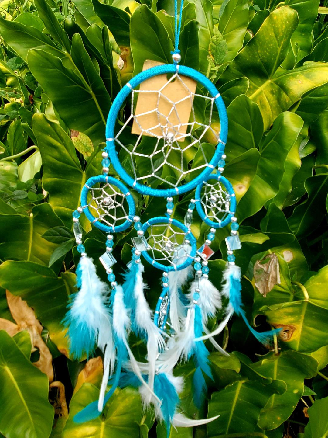 Handmade Dream Catcher Mirror : Turquoise & White SM