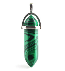 Thumbnail: Hexagonal Natural Crystal Pendant : Malachite