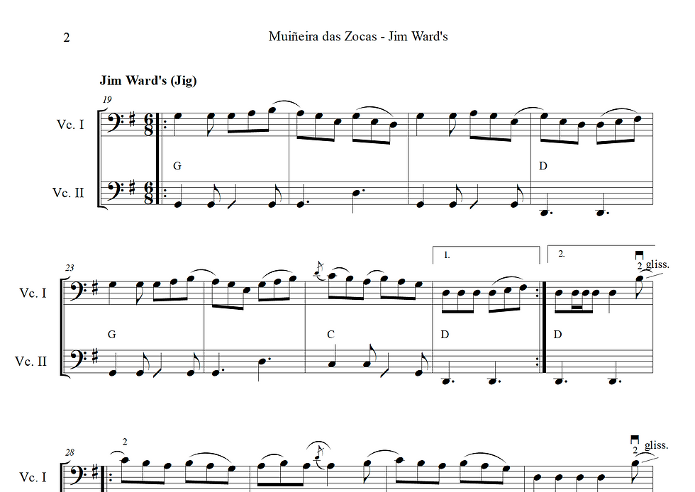 Thumbnail: Muiñeira das Zocas / Jim Wards - for Cello Solo / Duo