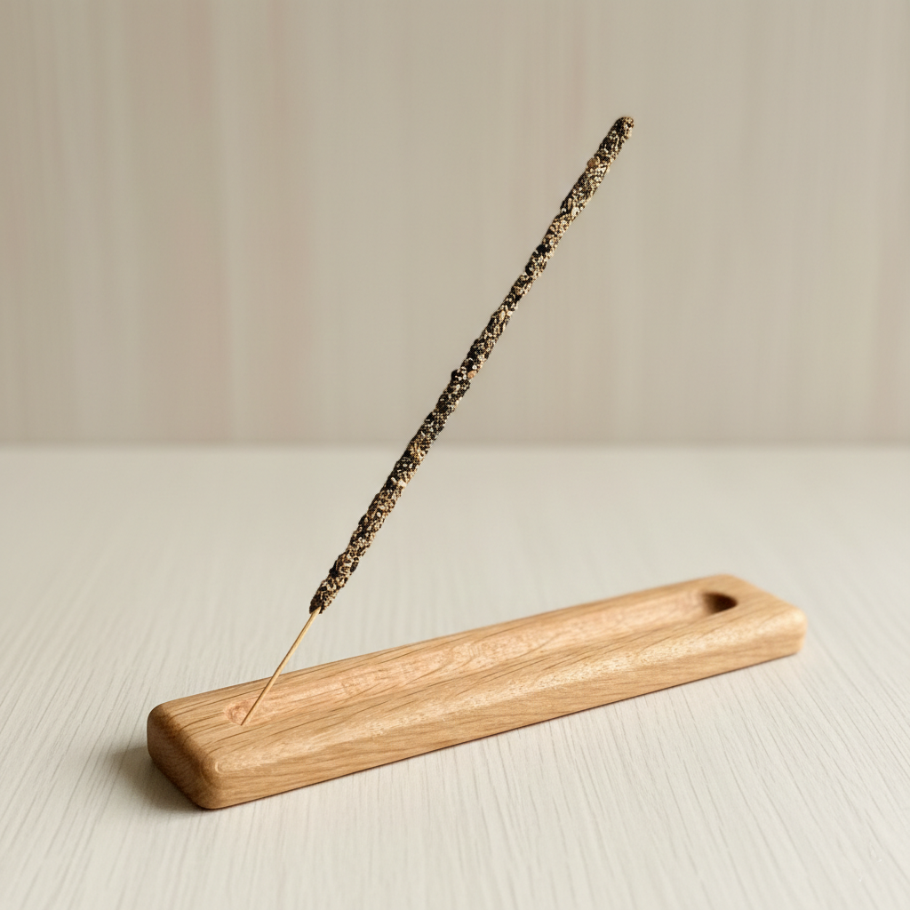 Porte encens en bois, chene massif, artisanal, minimaliste