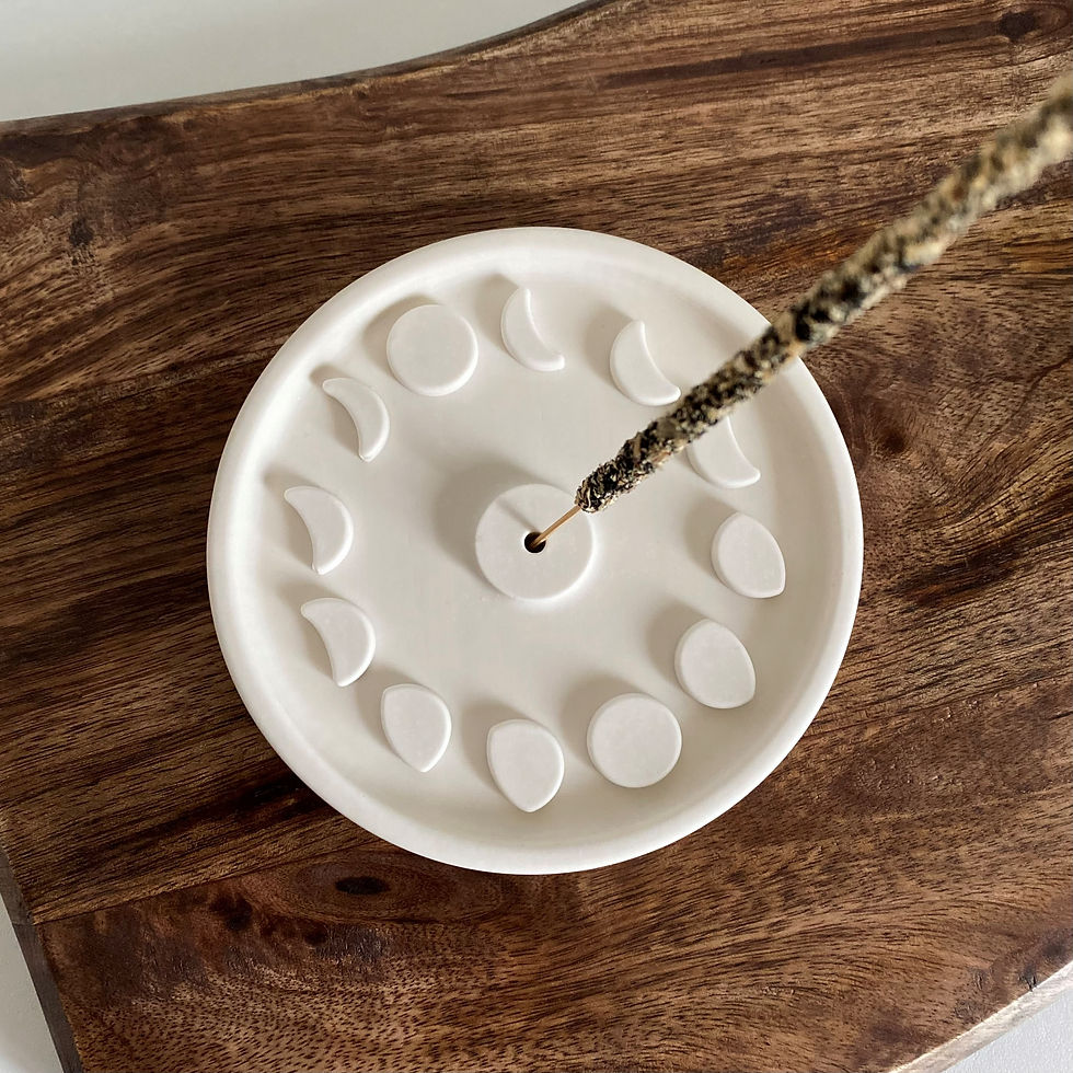 Miniature : Porte encens phases lunaires, en jesmonite