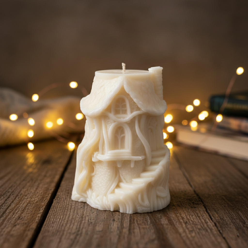Bougie décorative cabane féerique enchantée