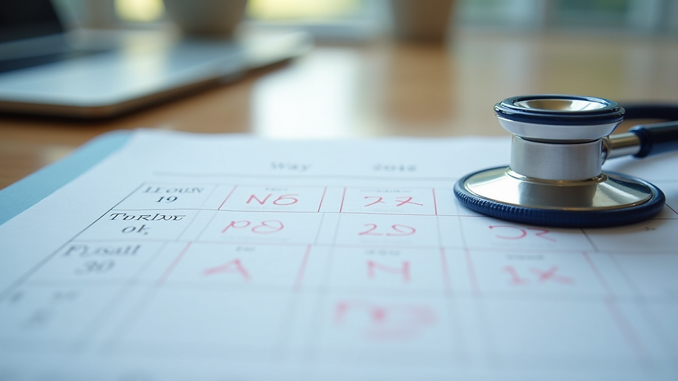 Close-up view of a calendar with caregiving appointments and notes