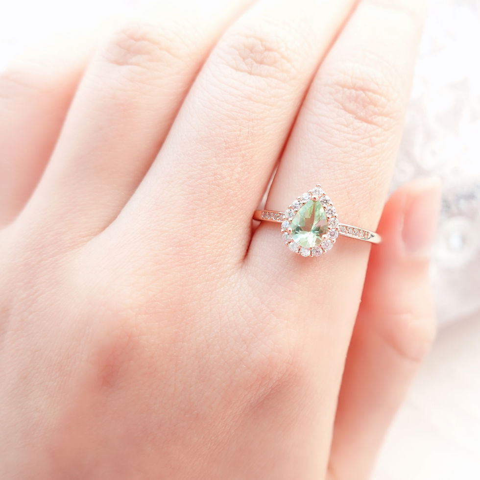 縮圖：Water Drop Green Tourmaline Ring