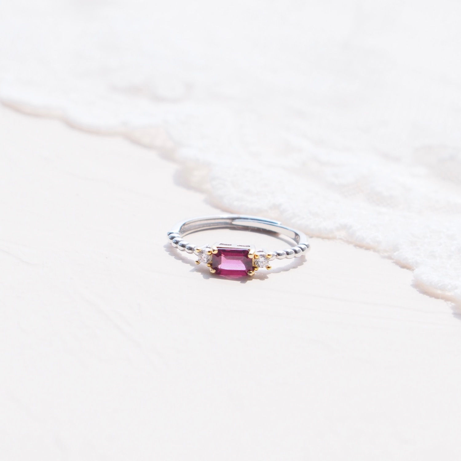 Emerald Cut Garnet Ring 