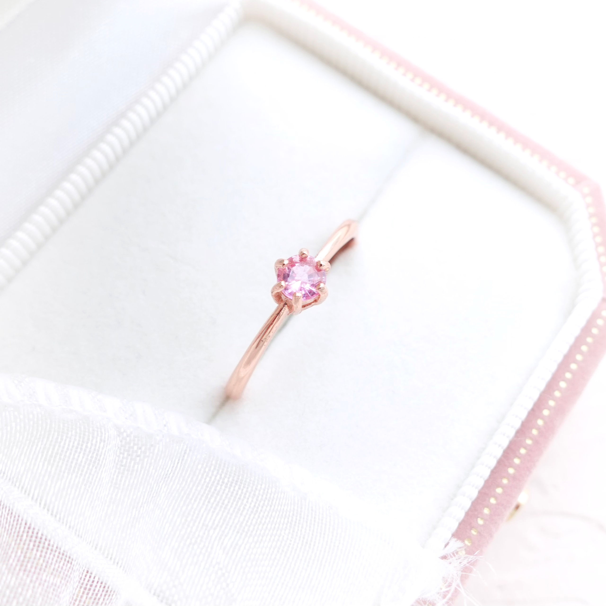 Prong Setting Diamond Cut Pink Sapphire Ring