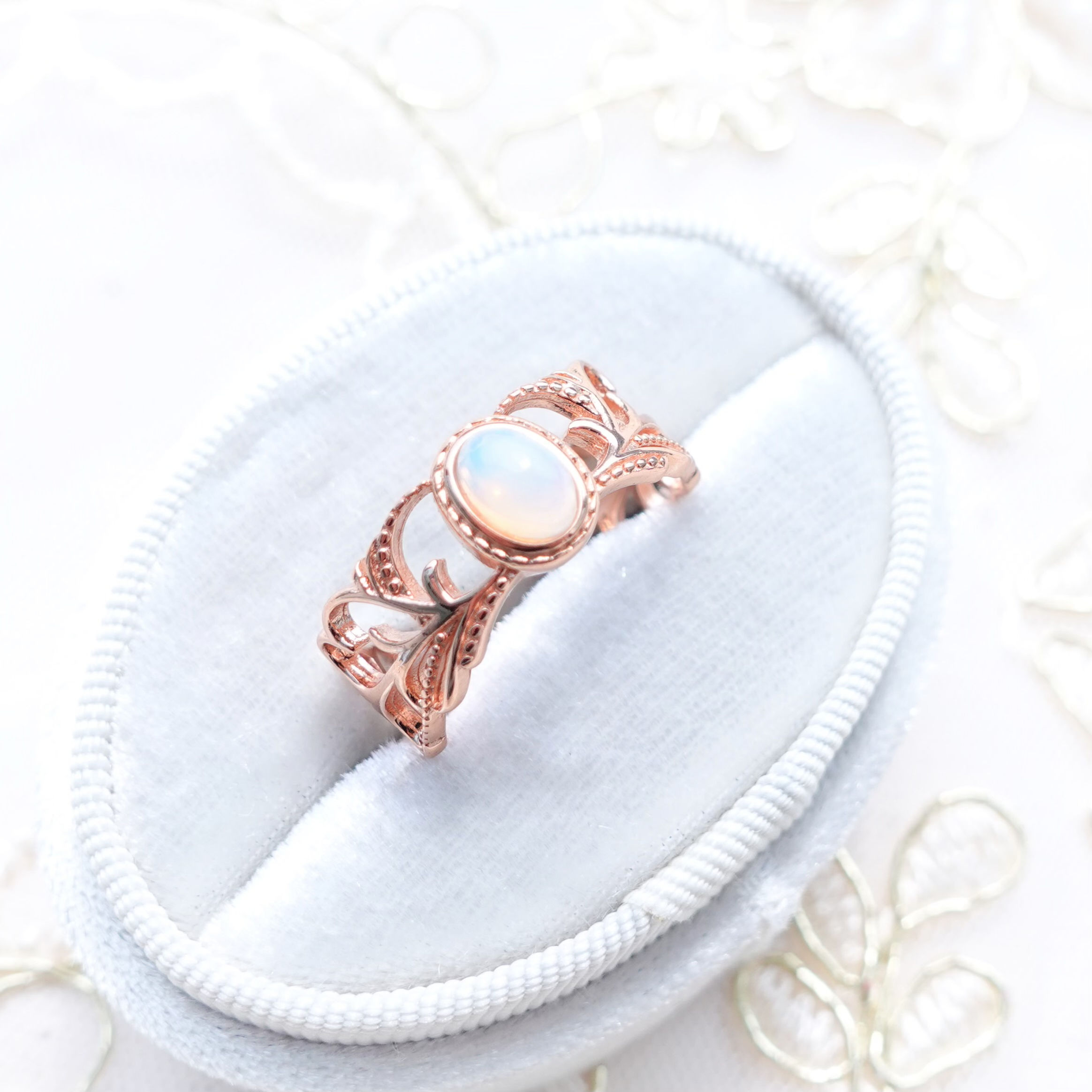 Opal Vintage Wide-band Open Ring