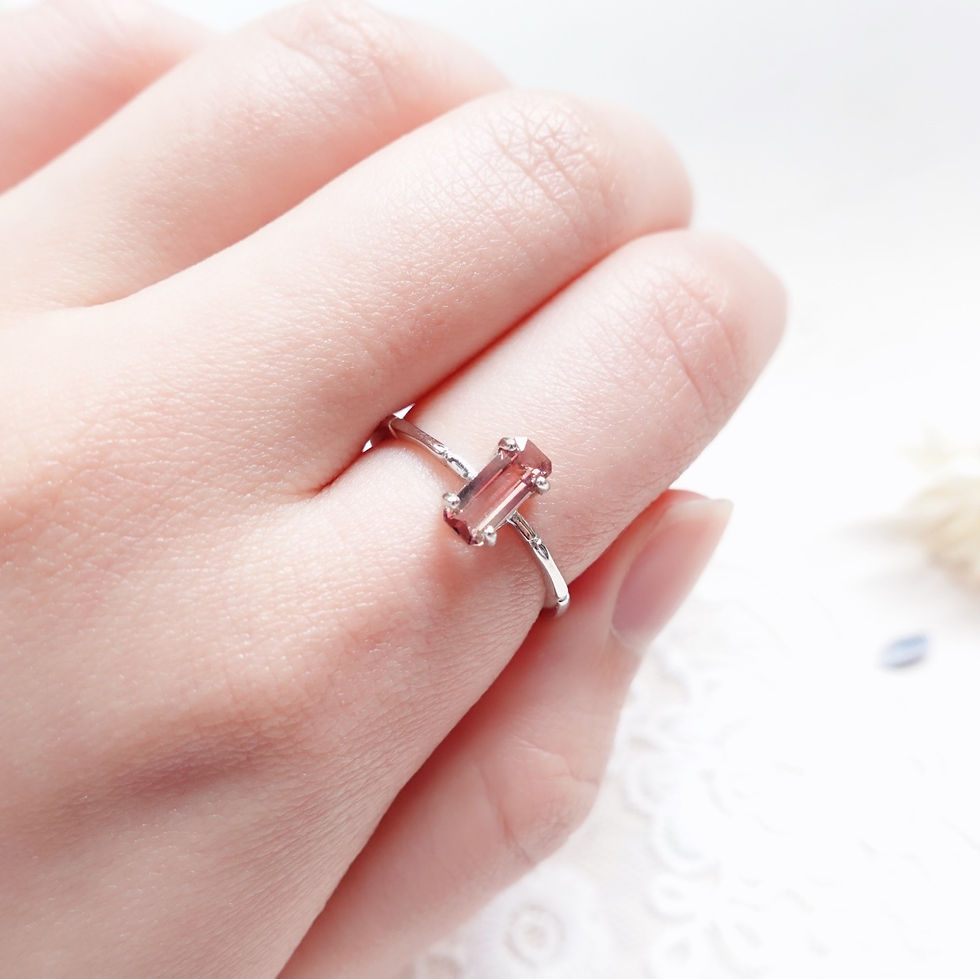 縮圖：Bicolor Emerald Cut Tourmaline Ring