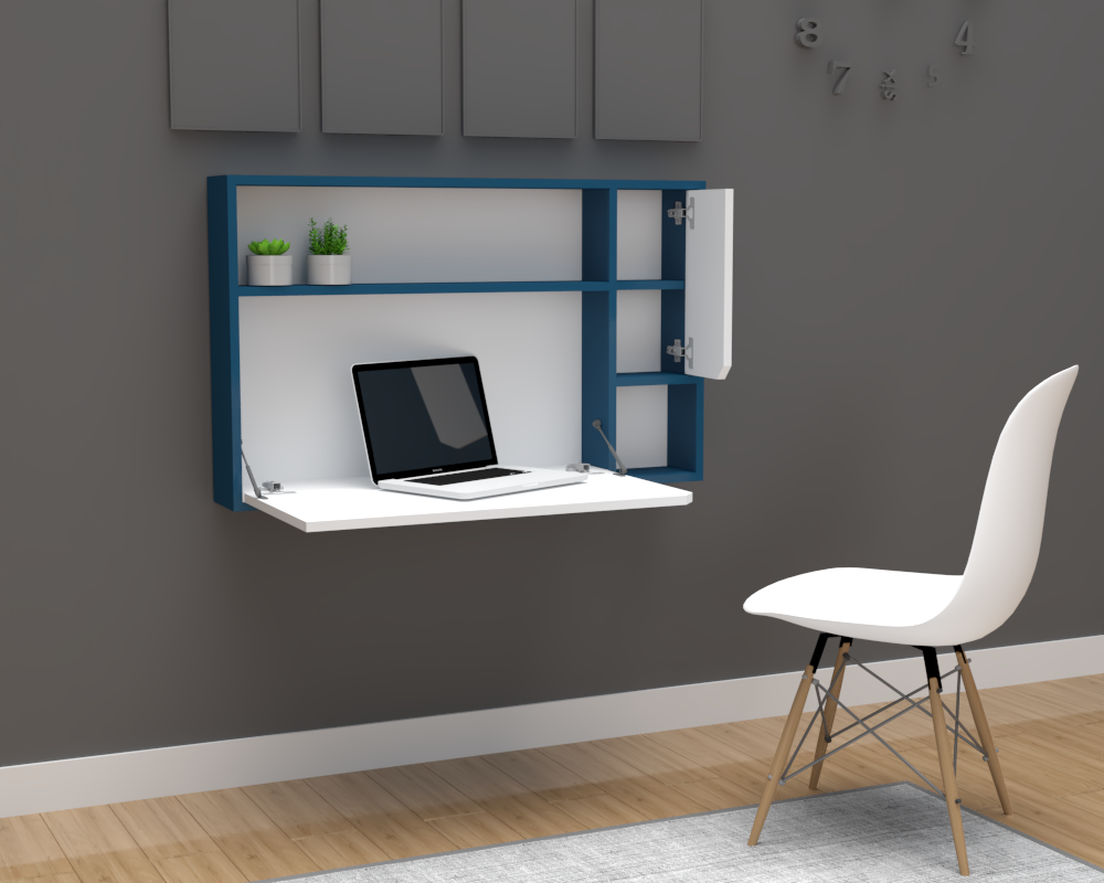 Escritorio de pared plegable 105cms Blue