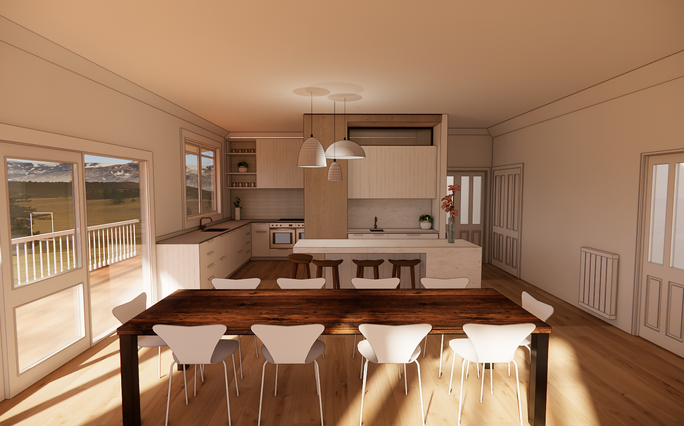 Render of interior architecture concept, Central Otago Interior Architect.