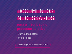 Documentação necessária para processo seletivo do Mestrado 2023/2