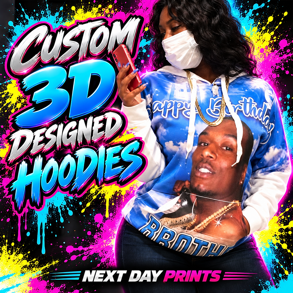 Custom 3D Designed Hoodies (sm-3x) — Next Day Prints colorful product showcase