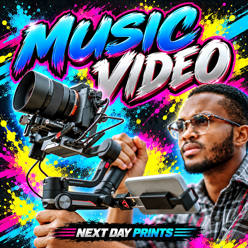MUSIC VIDEO — Next Day Prints colorful product showcase