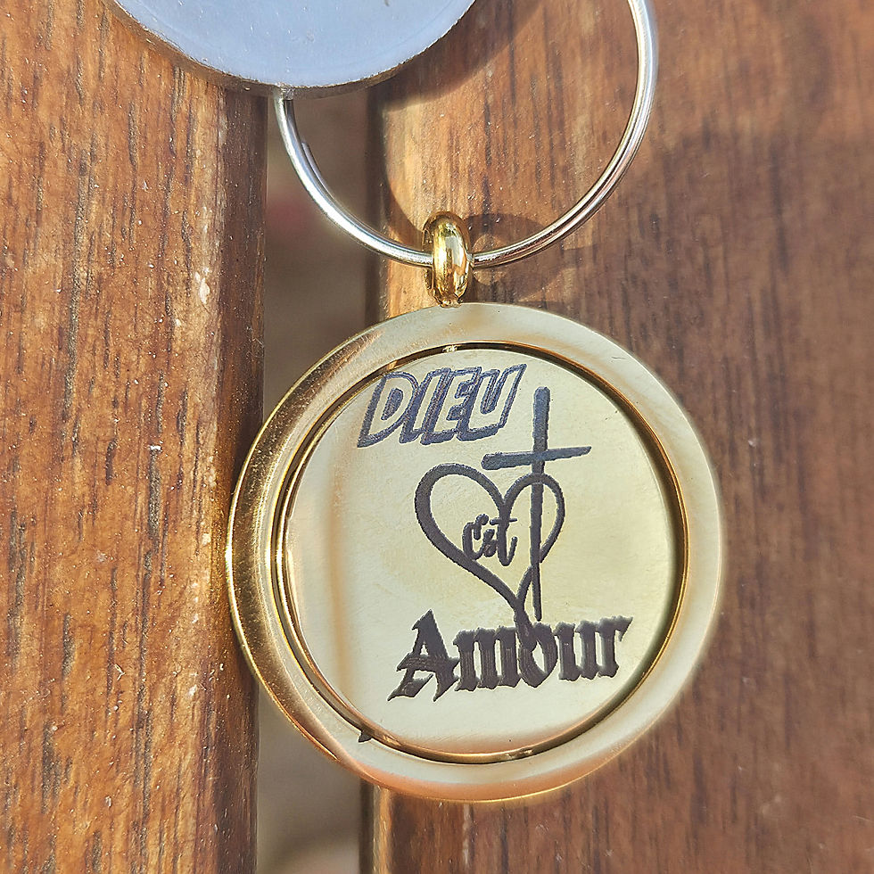 Thumbnail: Porte clés "Yeshoua/Dieu est Amour" - acier inoxydable 