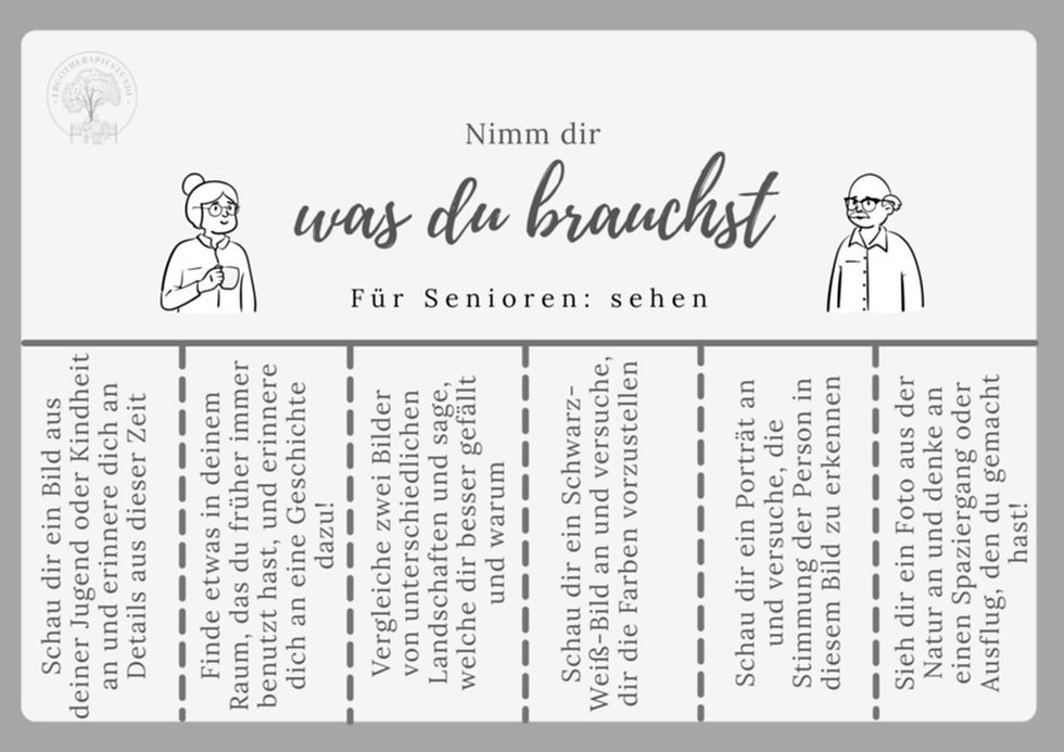 Miniaturbild: Textbeschreibung, Abreißzettel mit Grafiken, Senioren