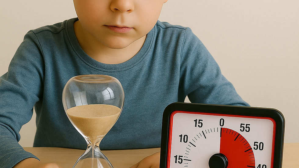 Kind nutzt Timer zum Lernen – Pausen strukturiert.