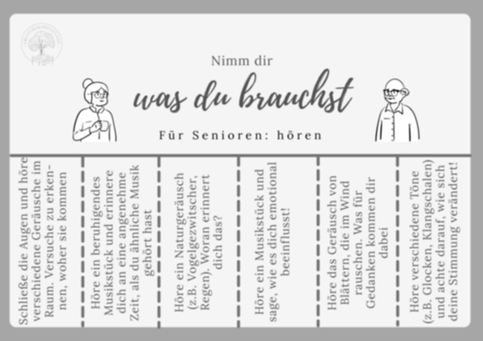 Miniaturbild: Textbeschreibung, Abreißzettel mit Grafiken, Senioren