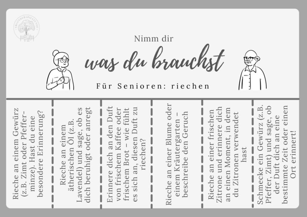 Miniaturbild: Textbeschreibung, Abreißzettel mit Grafiken, Senioren