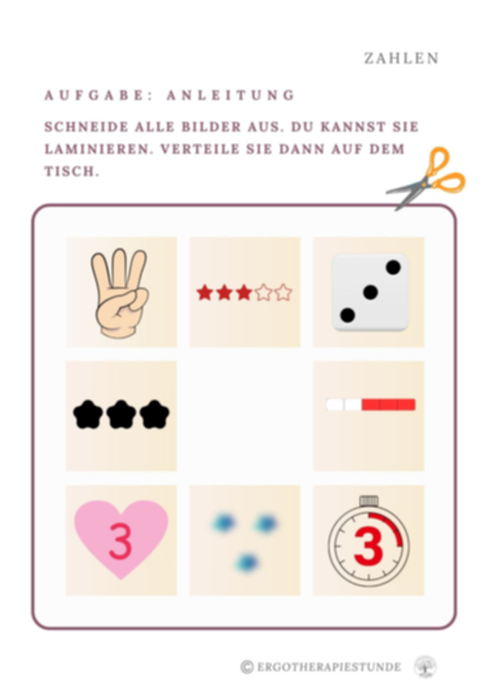 Miniaturbild: Zahlenraster mit 3, unterschiedliche Darstellungen der Zahl