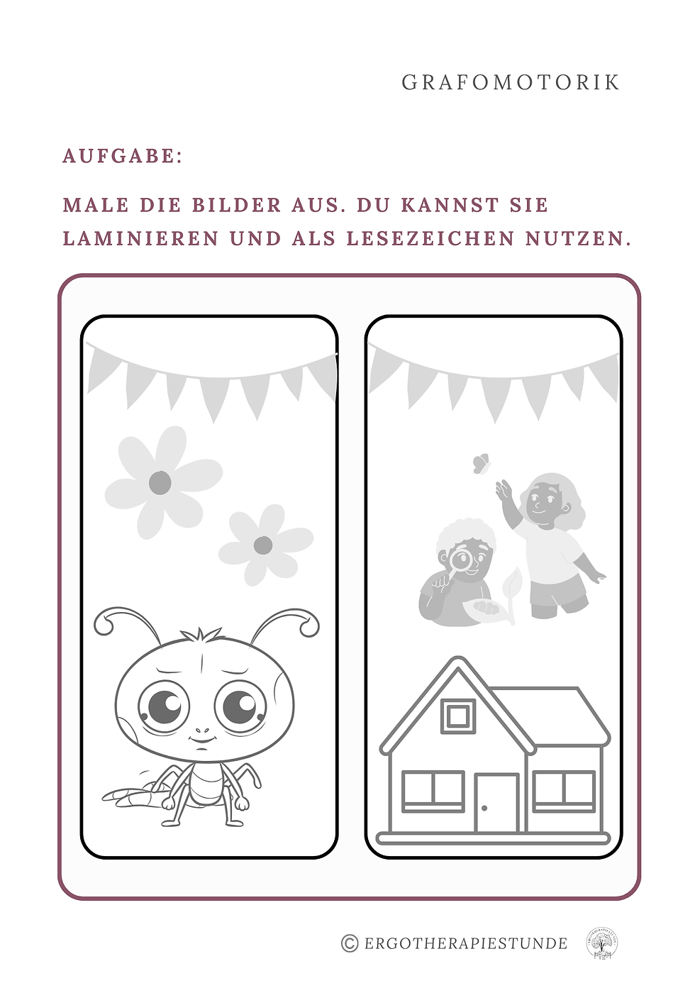 Miniaturbild: Übungsset “Lesezeichen selber machen: Ausmalbilder kreativ gestalten”