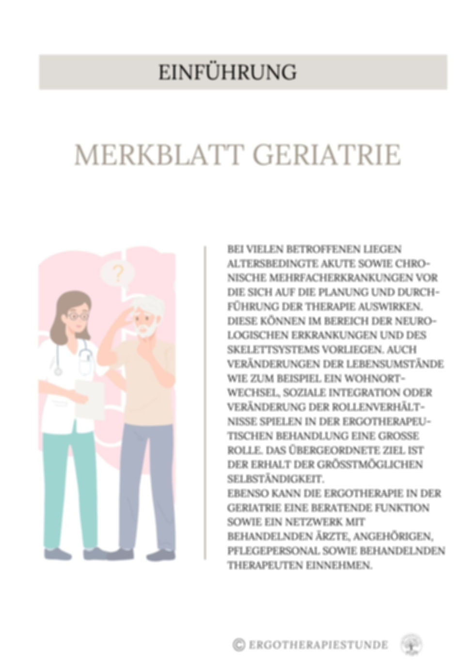 Bild alter Mensch mit Therapeutin, Text