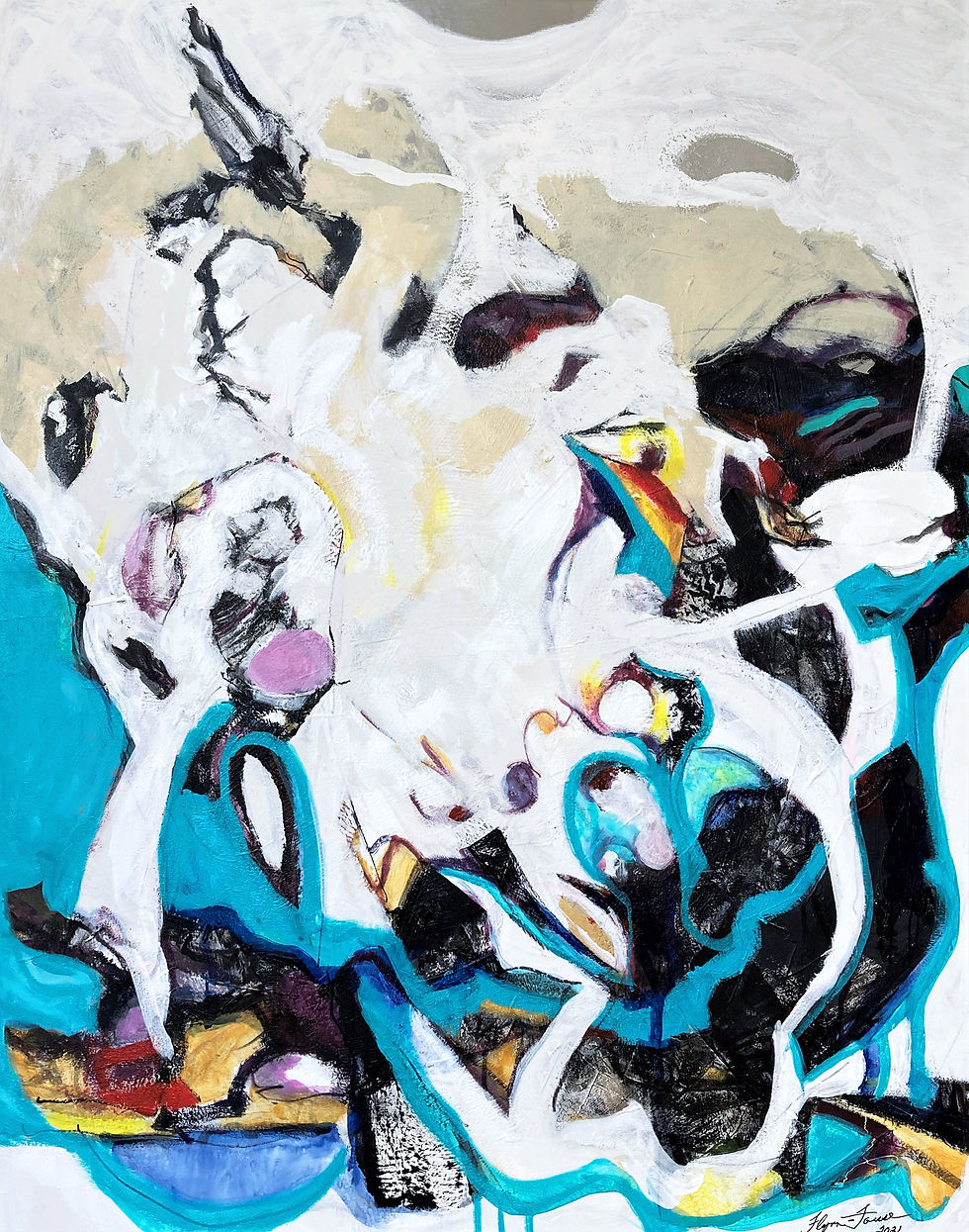 Barefoot Beach, 48x60 acrylic on Canvas, Mary Ann Flynn-Fouse