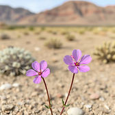 Two flowers blooming in the desert representing growth and partnership in men's therapy.