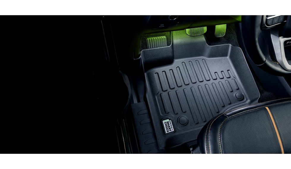 A Smart Choice floor mat installed in a vehicle.