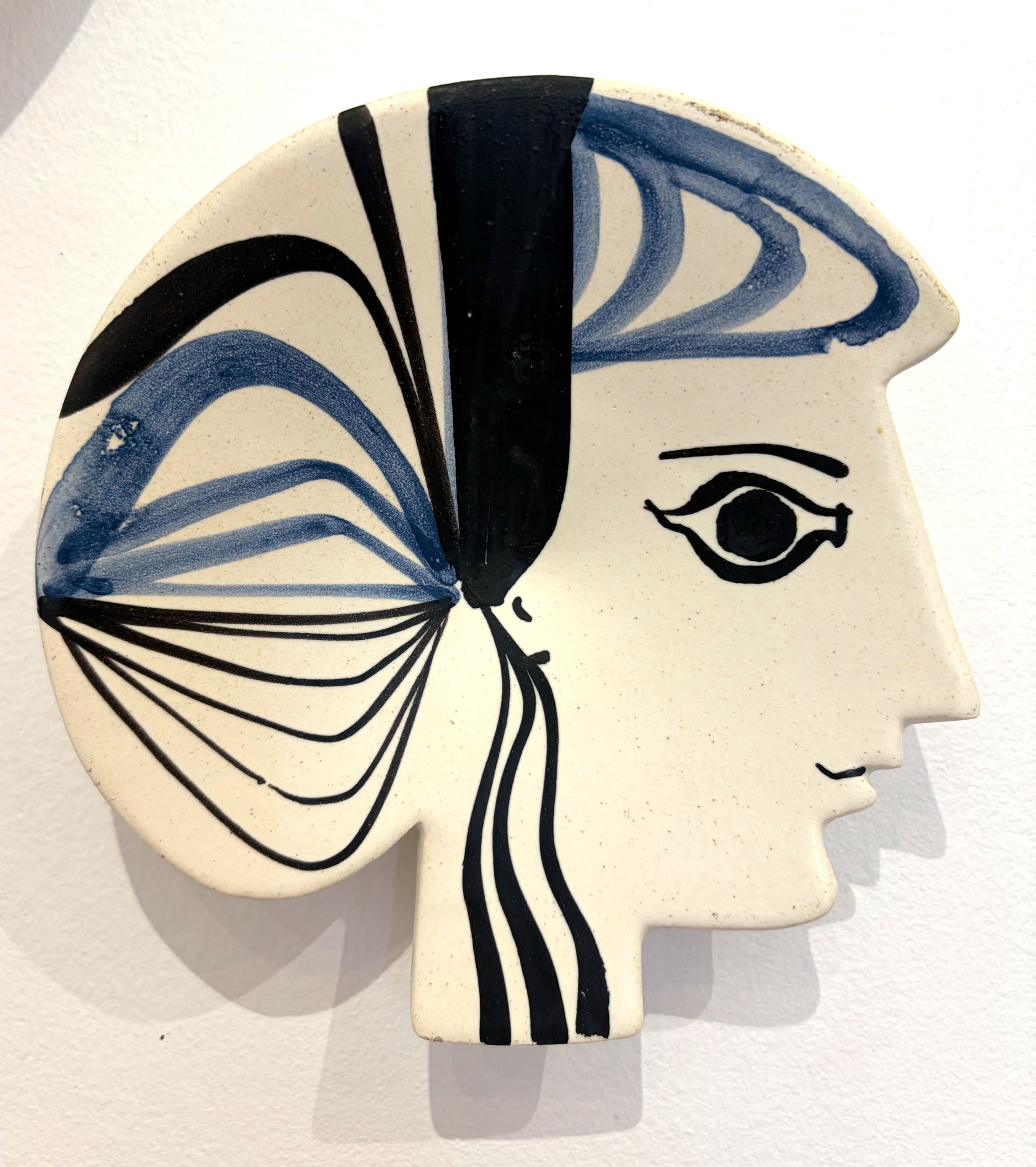 Roger Capron rare Coupelle Profil faïence polychrome Vallauris circa 1956
