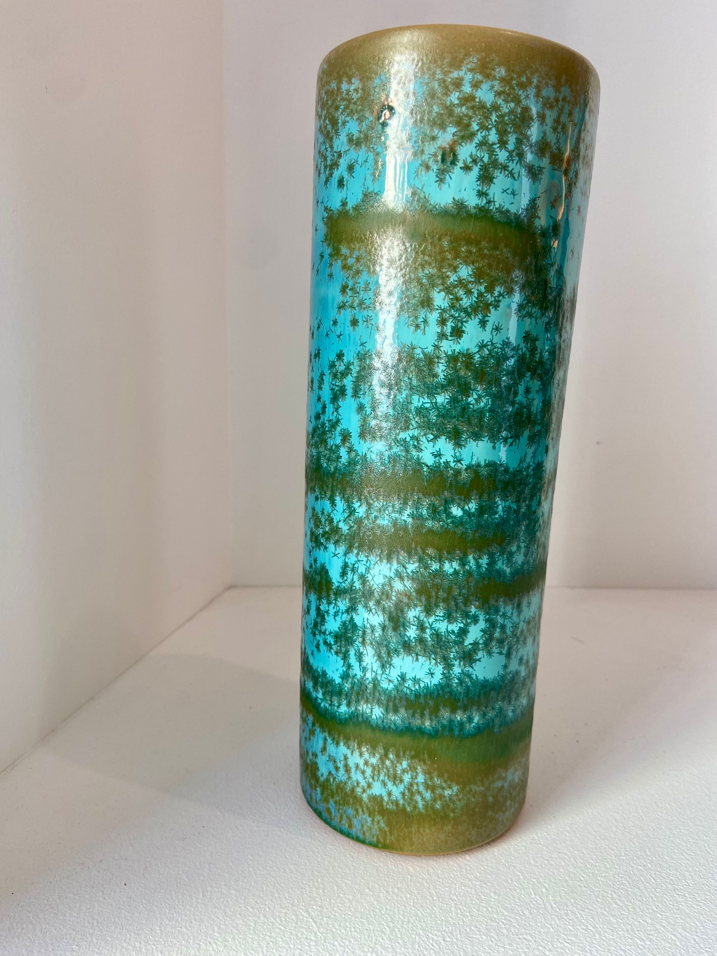 Antonio LAMPECCO (1932-2019) - Vase rouleau vert turquoise