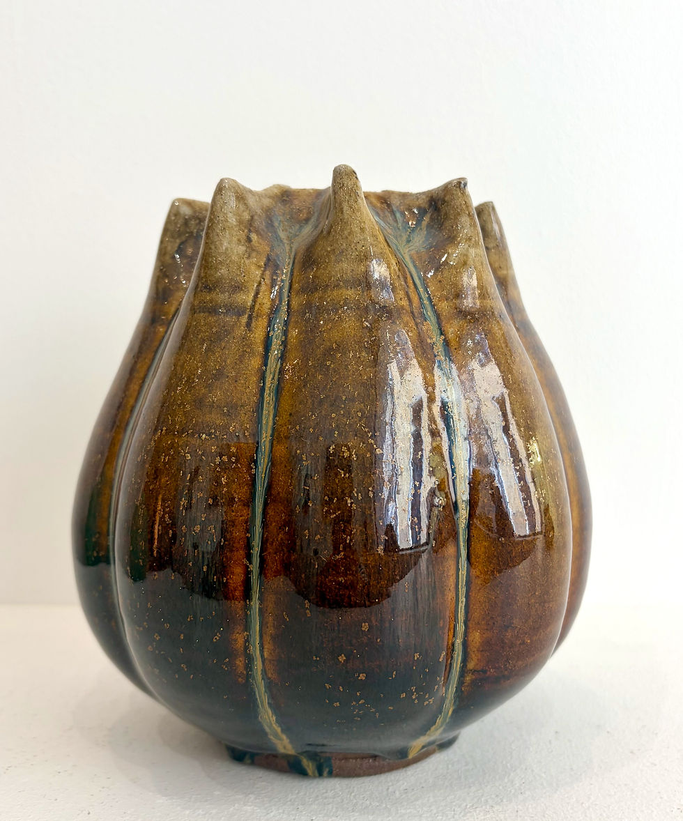 Miniature : Jean Jacquinot vase grès émaillé forme organique graine signé 19 cm
