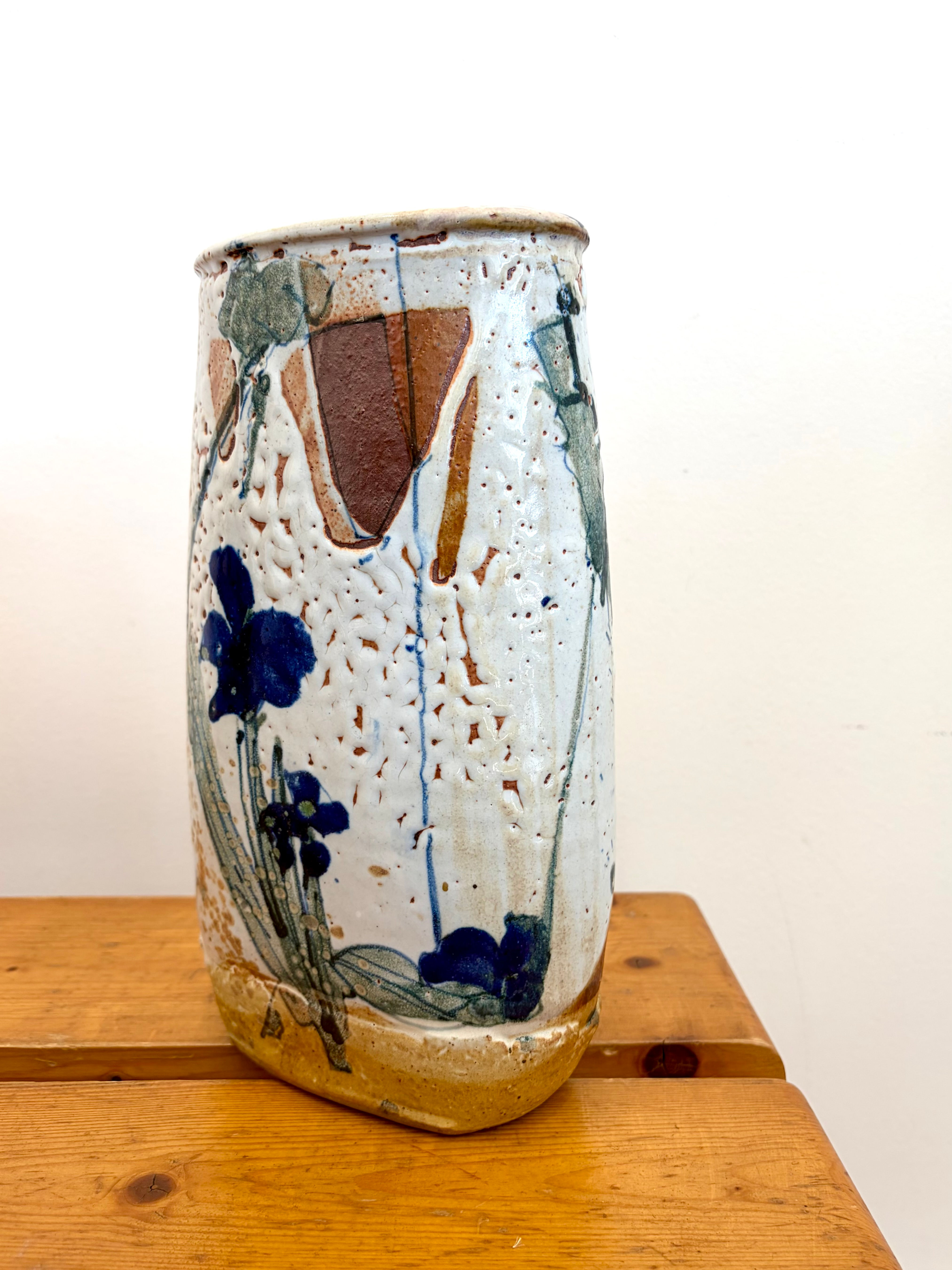 Pierre Dutertre Vase Grès Émaillé Iris Signé Daté 1998 Ollioules