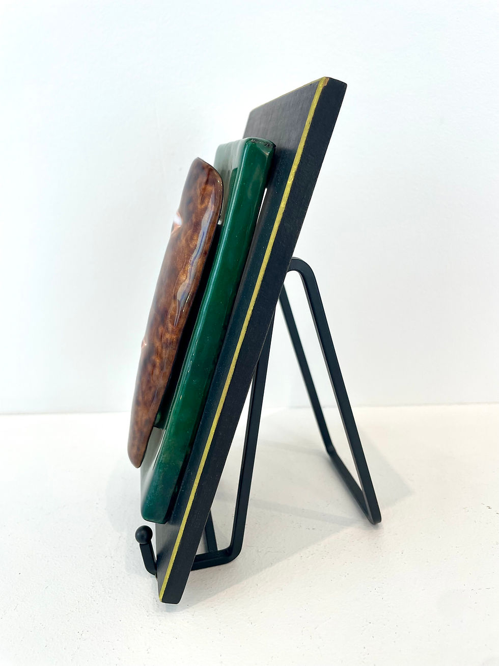 Miniature : R. Trameau, émail sur cuivre 1954, masque moderniste, 22x12,5cm