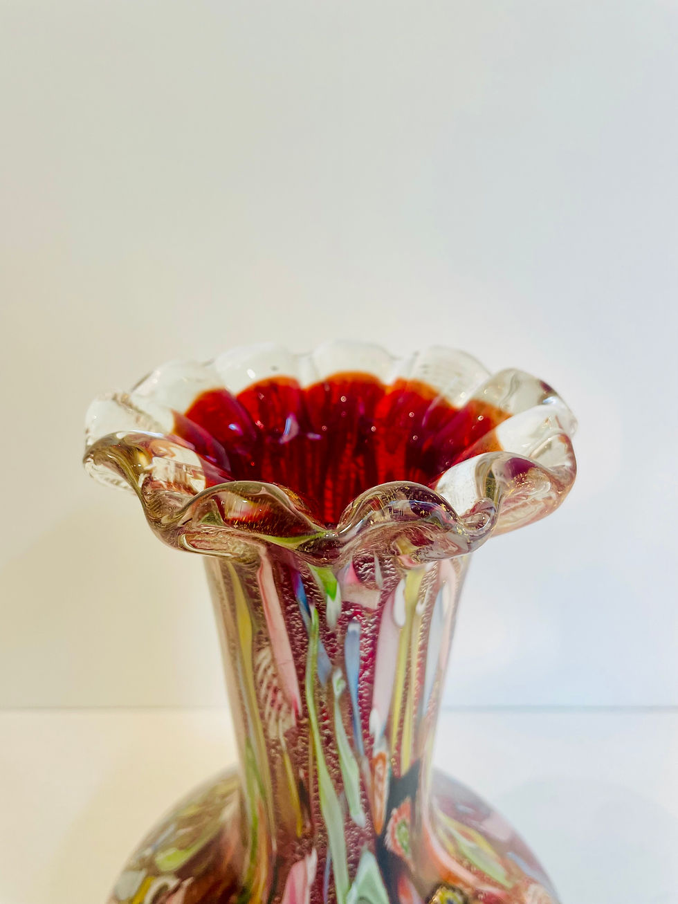 Miniature : Vase Murano A.VE.M. Bizantino Tutti Frutti Millefiori Martens/Fuga Balustre 27,