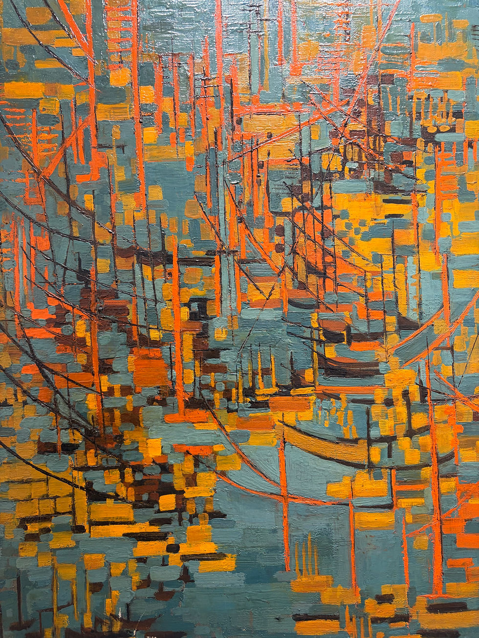 Miniature : Jeannie Dumesnil 1955 Huile Sur Toile Abstraction Paysage 100x73 cm