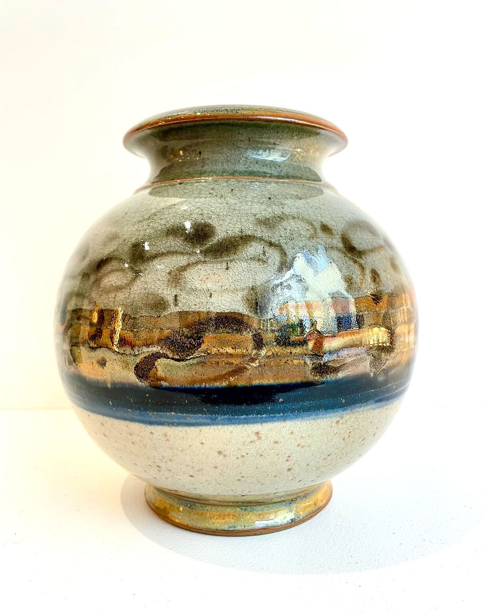 Vase boule en grès émaillé - Poterie de Blanot - Noël & Mireille Dailler - 23 cm