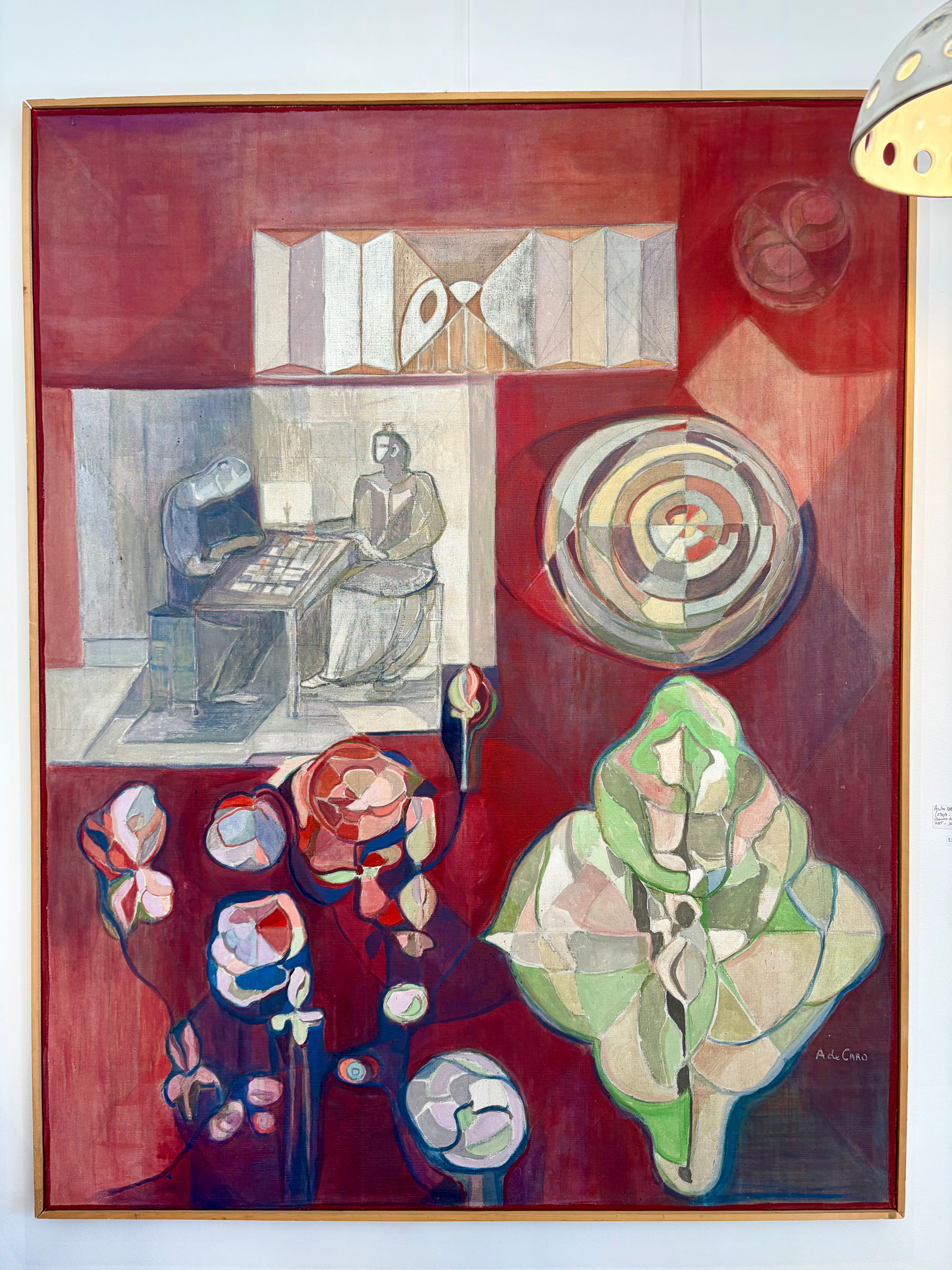 Anita de Caro grande huile sur toile Chambre de jeux 1975-1977