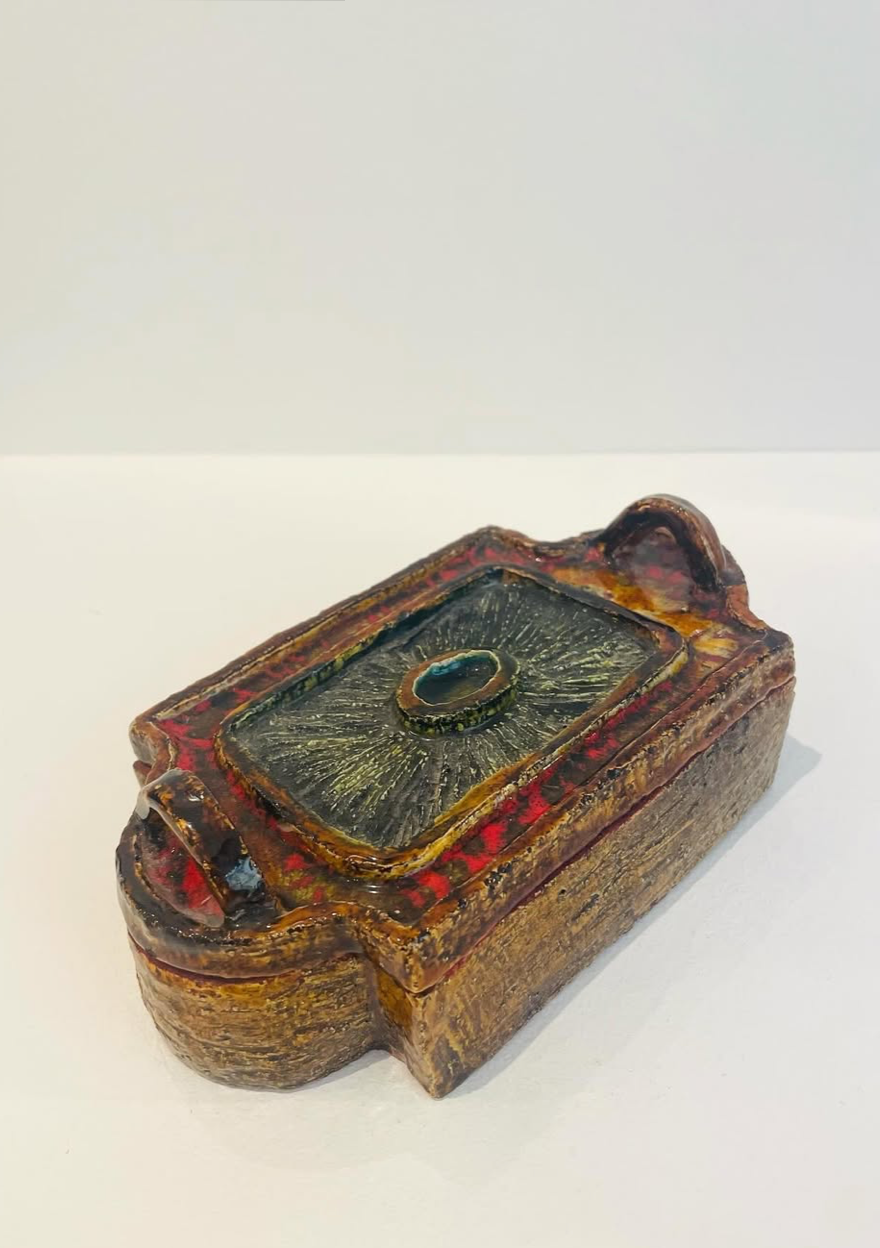 Miniature : Boîte à bijoux signée François Lanusé, Le Castellet – Céramique émaillée 18 cm