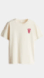 Hellbeiges Baumwoll T-Shirt mit Stickerei