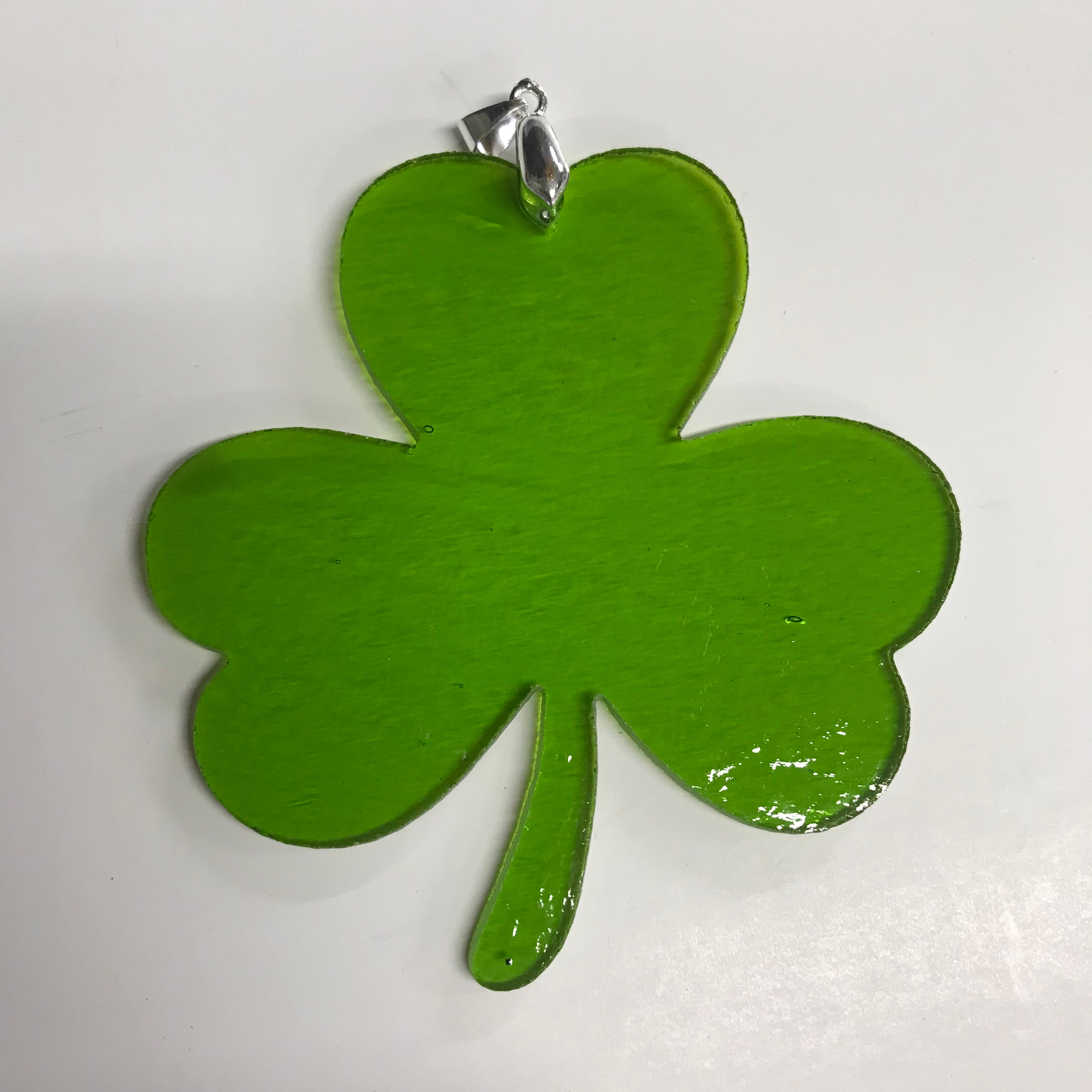 Green Shamrocks with Silver Colored Bail
