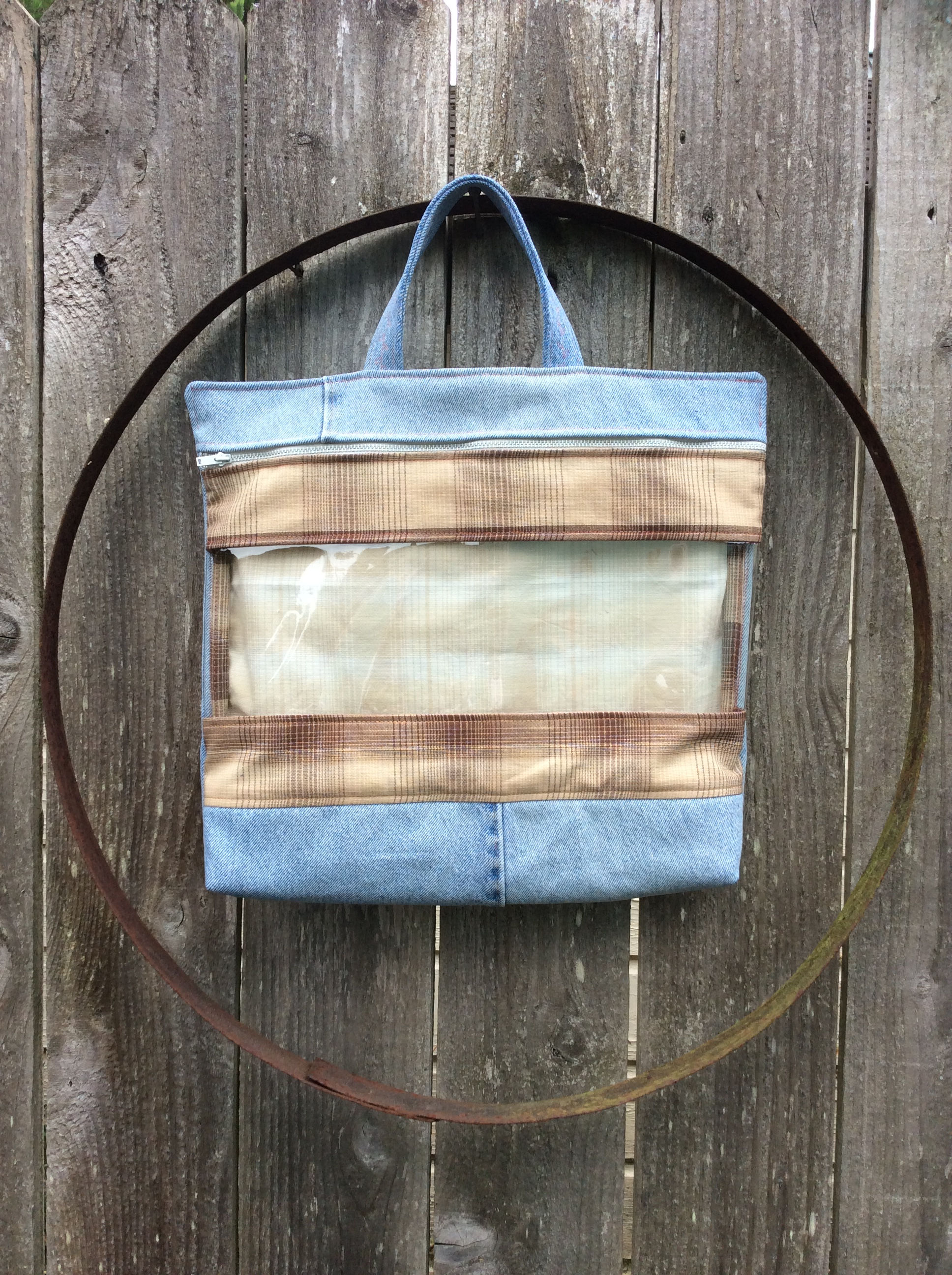 Rose Project Tote using blue and gold fabric