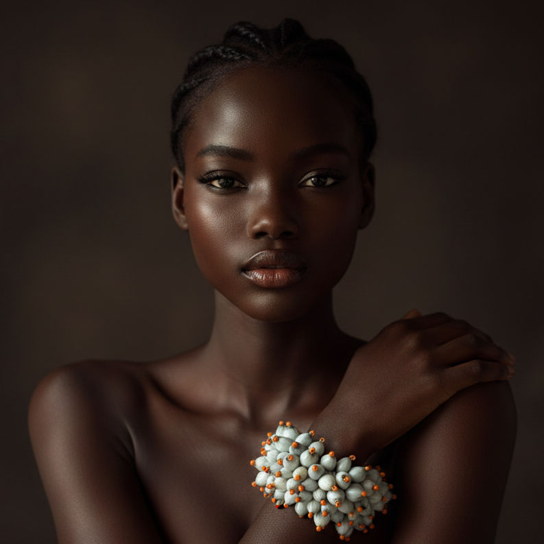 Model wearing Beaded Jewellery limited edition bracelet — luxury jewellery brand identity South Africa