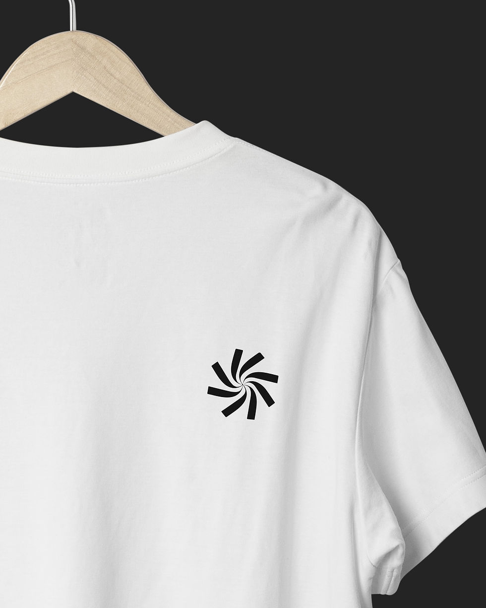 Ara Architecture modernist brand mark on white t-shirt — minimal logo design by White Stone Atelier Pretoria