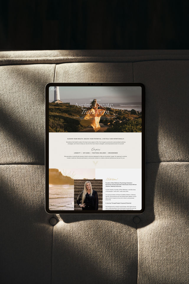 Rise with Kim website homepage design — high-end website design by White Stone Atelier South Africa