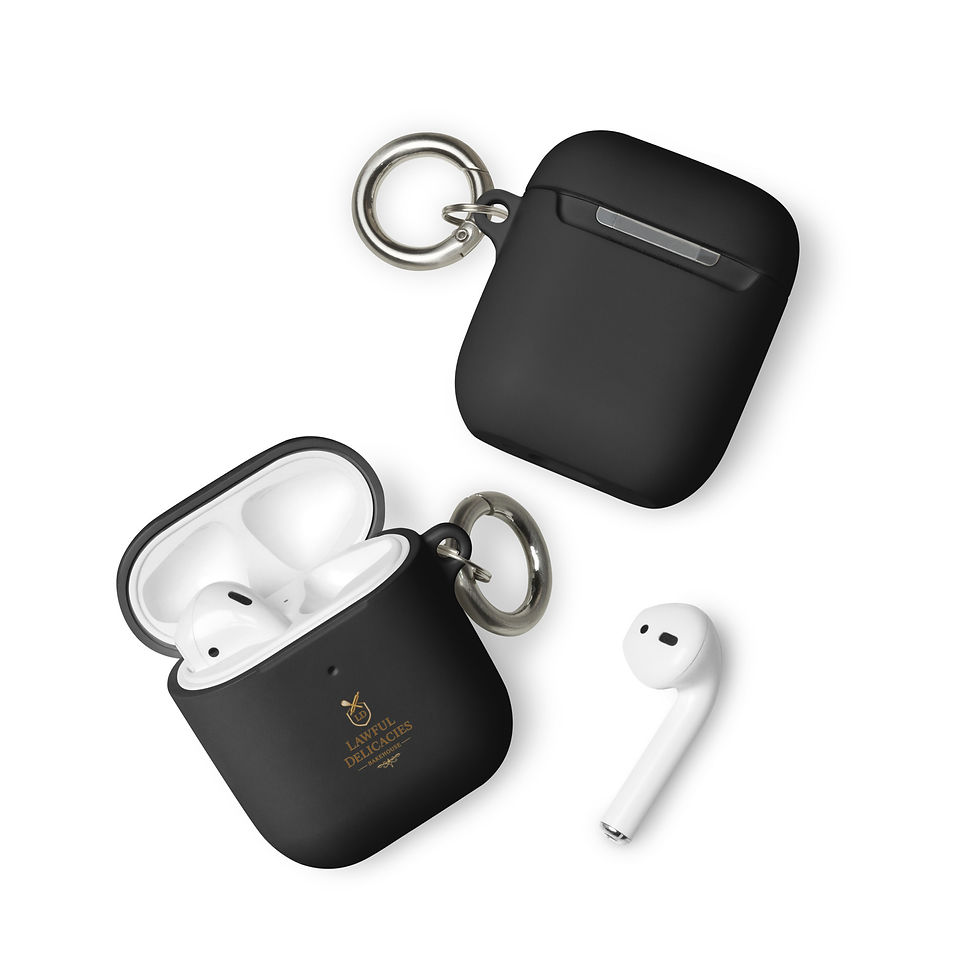 Black Rubber Case for AirPods® with AirPods; products on white background