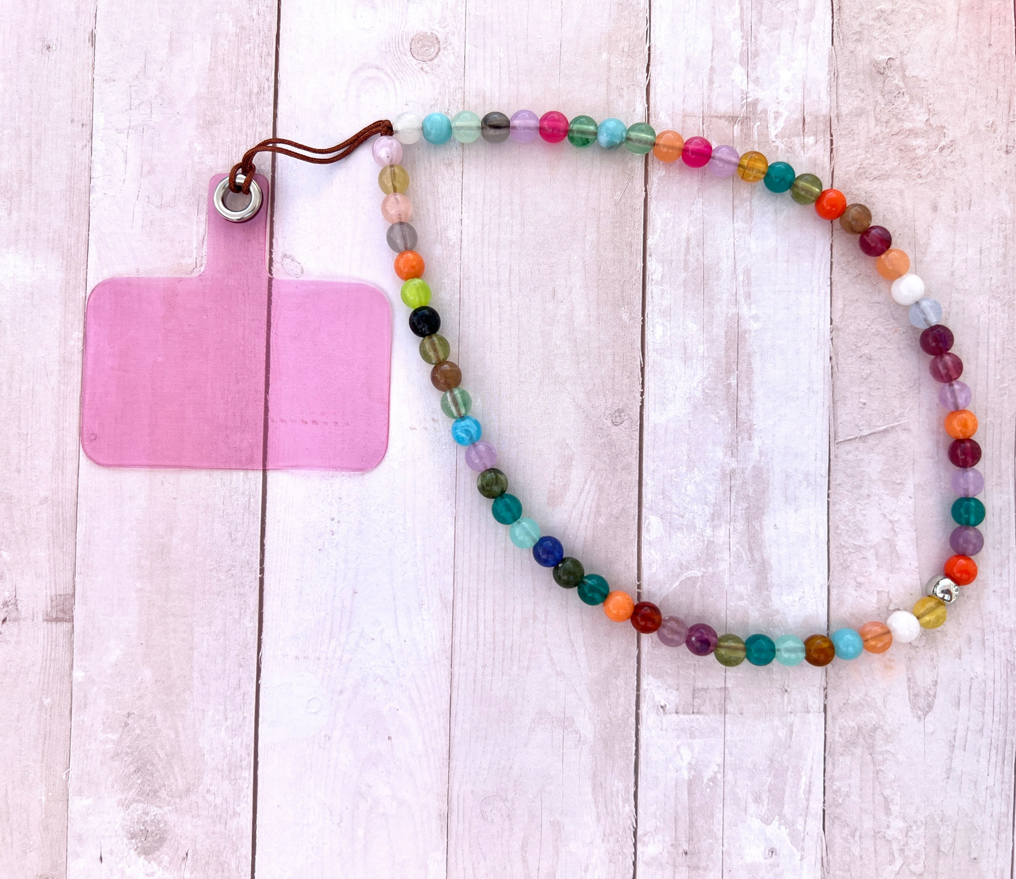 Colorful Beaded Wristlet Phone Strap