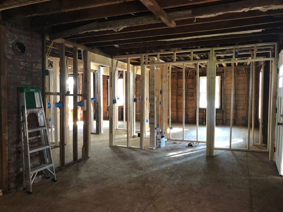 Interior wall framing.