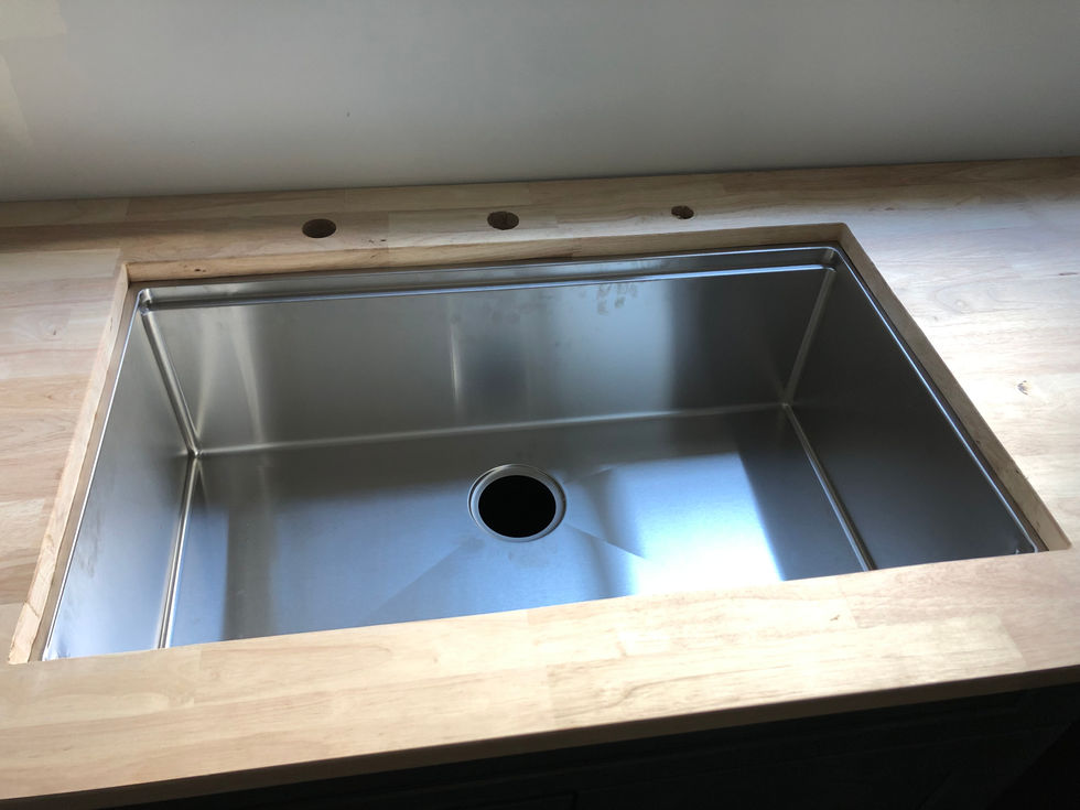 Undermount sink install and counter.