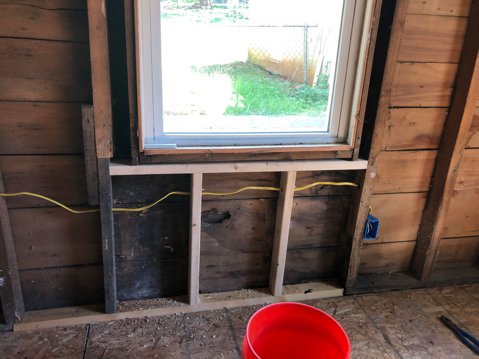 Repair of rotten exterior wood.