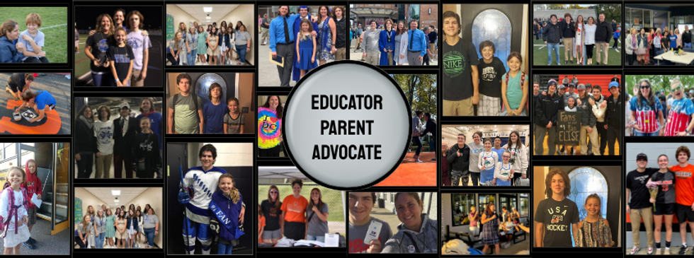 graphic with multiple pictures highlighting Abby Buckerfield as an Educator, Parent, and Advocate in Delaware, Ohio